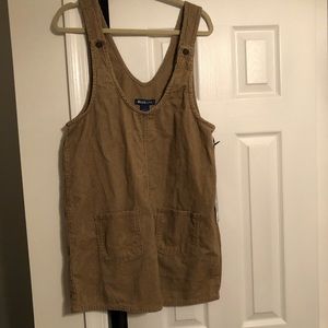 Beige/coffee Colored Corduroy Overall Dress